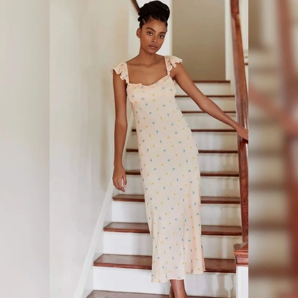 Anthropologie Scallop Babydoll Midi Dress Size Medium